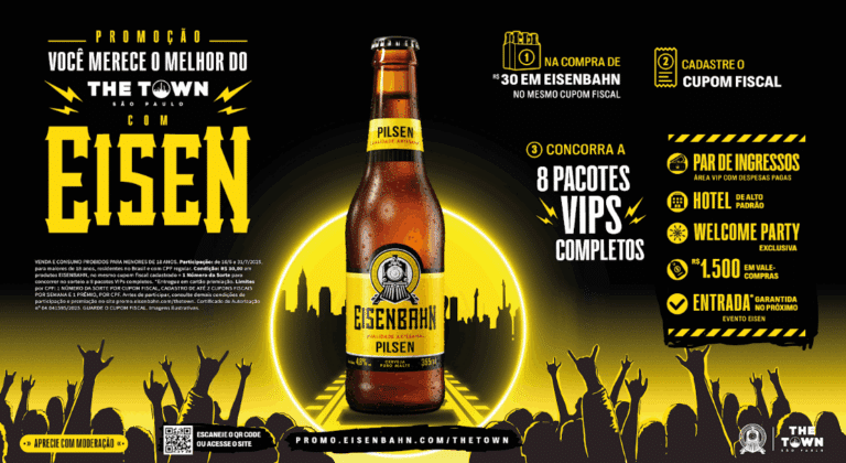 A Eisenbahn lança uma nova promoção, que levará consumidores para viverem uma experiência VIP e exclusiva no The Town 2025.