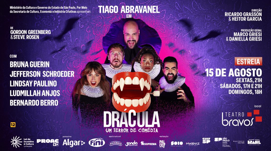 A Wickbold, anuncia o apoio cultural à peça "Drácula – Um Terror de Comédia", espetáculo protagonizado por Tiago Abravanel.