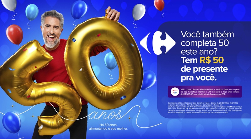 Para celebrar seus 50 anos no Brasil, o Carrefour lança uma ação exclusiva voltada a consumidores que compartilham o mesmo marco.