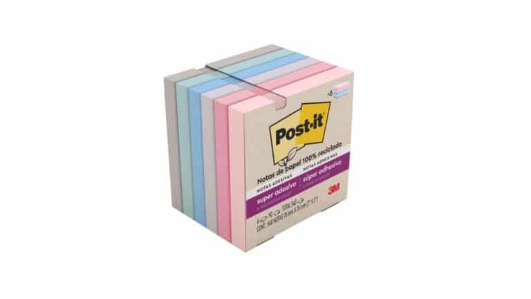 A Post-it lança suas novas Notas Super Adesivas pautadas no Brasil, agora produzidas com 100% de papel reciclado.