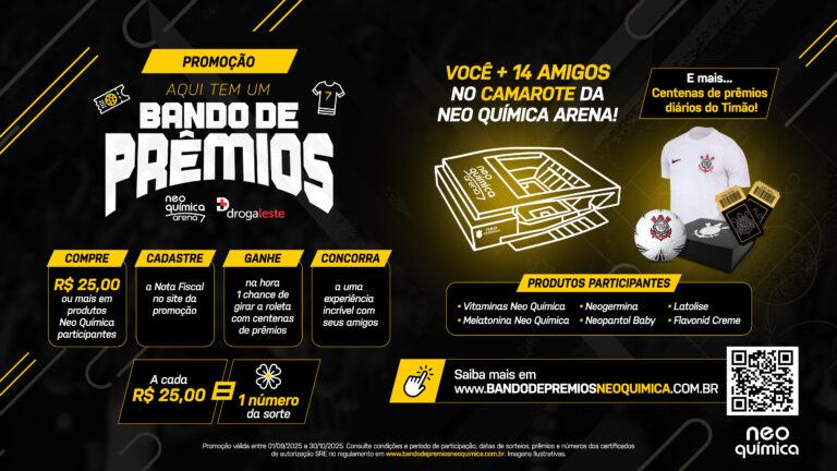 A Neo Química lançou, em parceria com a Drogaleste, a promoção "Bando de Prêmios", criada especialmente para os torcedores da fiel.