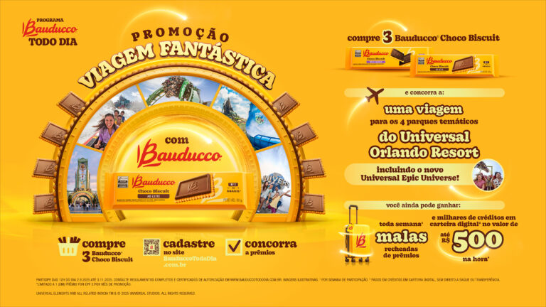A Bauducco acaba de lançar a promoção "Viagem Fantástica", que combina prêmios instantâneos com experiências exclusivas em família.