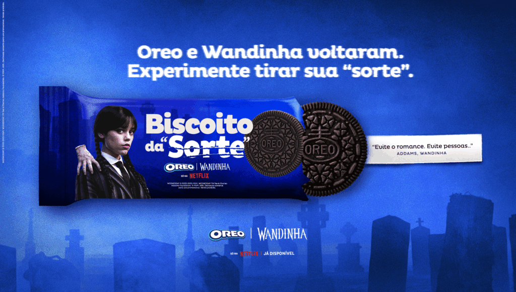 Após o terrível sucesso da edição especial Oreo Wandinha do ano passado, infelizmente, está de volta a parceria com a Netflix.