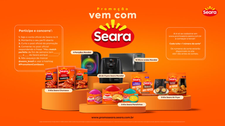 A promoção "VEM COM A SEARA" está em sua terceira e última fase, em que mais de 40 prêmios serão sorteados.