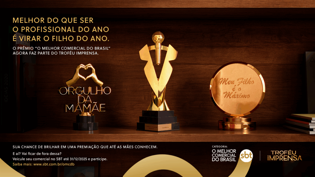 O SBT anuncia que "O Melhor Comercial do Brasil" passa a integrar o Troféu Imprensa como categoria dedicada ao mercado publicitário.