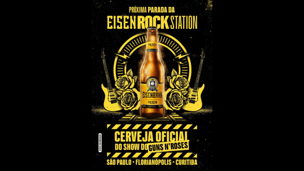 Eisenbahn é a cerveja dos shows do Guns N' Roses, e estará presente nas apresentações de Florianópolis (SC), São Paulo (SP) e Curitiba (PR).