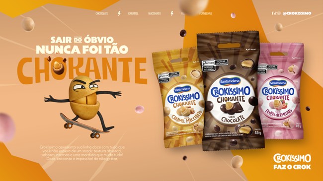 A Santa Helena Alimentos apresenta seu mais novo lançamento: Crokíssimo Chokante, primeira aposta da marca Crokíssimo, no universo doce.