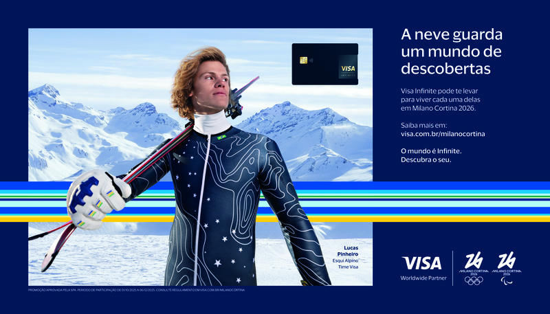 A Visa irá levar dois consumidores para vivenciar a magia dos Jogos Olímpicos de Inverno Milano Cortina 2026.