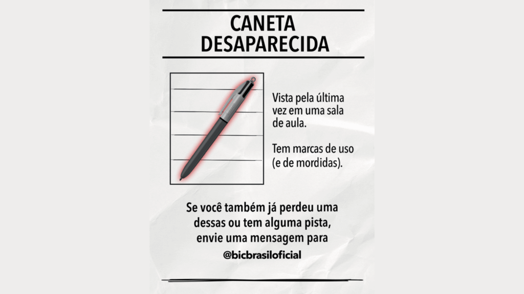 A BIC lançou uma campanha digital em torno do suposto "desaparecimento misterioso de canetas BIC 4 Cores".