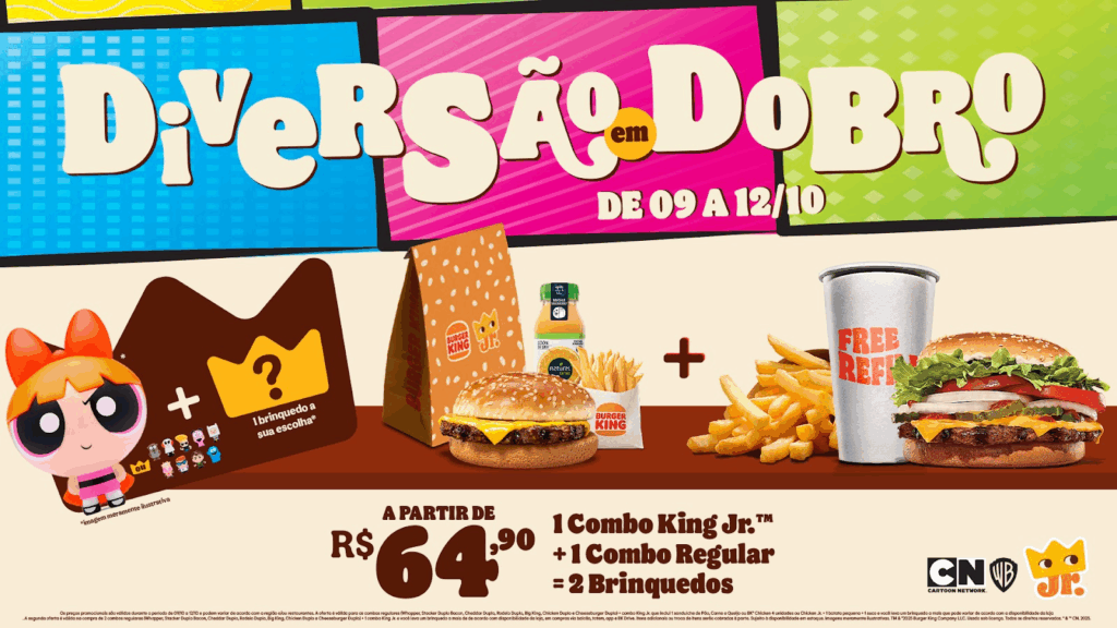 O Dia das Crianças, celebrado em 12 de outubro, se aproxima e, para a data, o Burger King anuncia a oferta Diversão em Dobro.