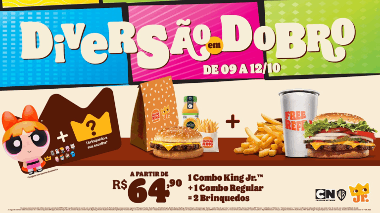O Dia das Crianças, celebrado em 12 de outubro, se aproxima e, para a data, o Burger King anuncia a oferta Diversão em Dobro.