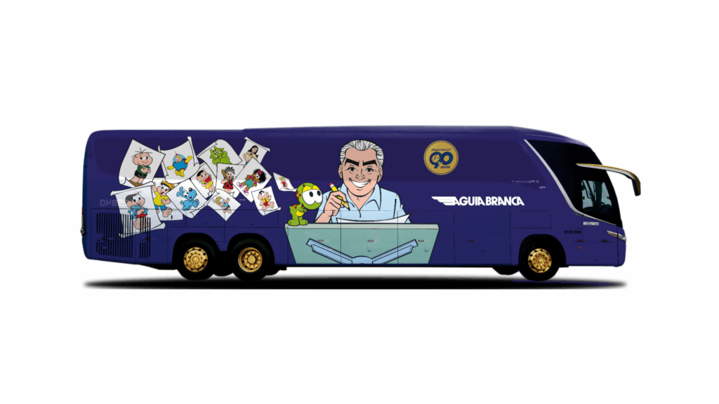 A Viação Águia Branca lançou nesta quinta-feira (23) o seu terceiro ônibus temático em parceria com a MSP Estúdios.