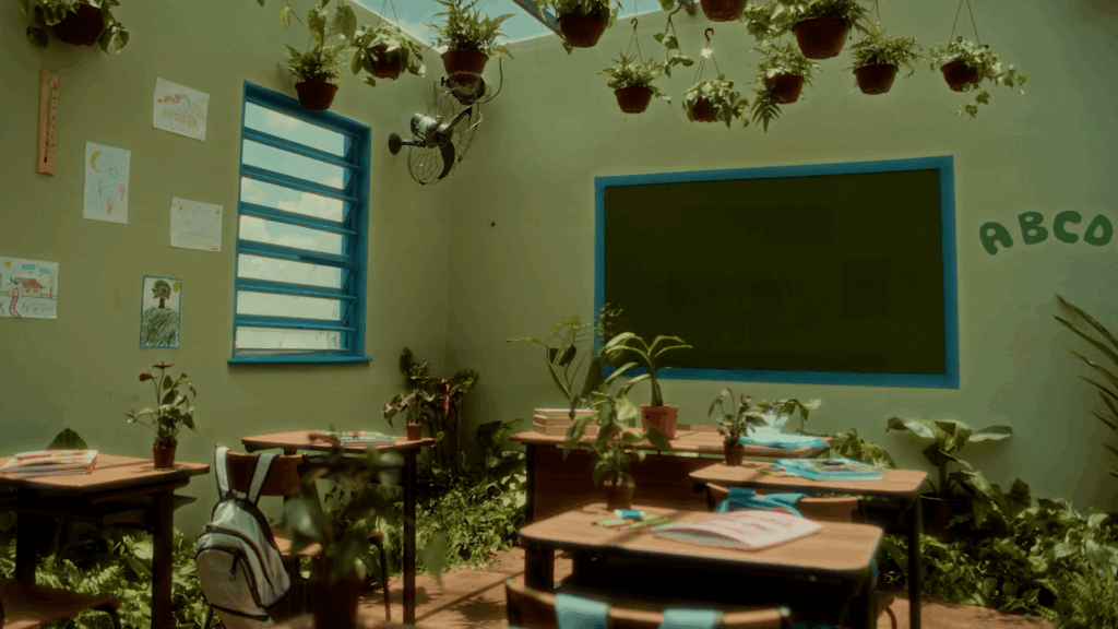 UNICEF cria, para chamar a atenção para condições de calor extremo enfrentadas por estudantes pelo mundo, a instalação "Estufa Improvável".