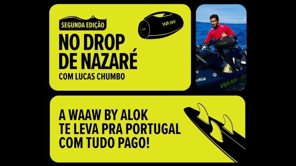 WAAW by Alok inicia 2a edição da "No Drop de Nazaré", unindo música, adrenalina e experiências inesquecíveis com o surfista Lucas Chumbo.