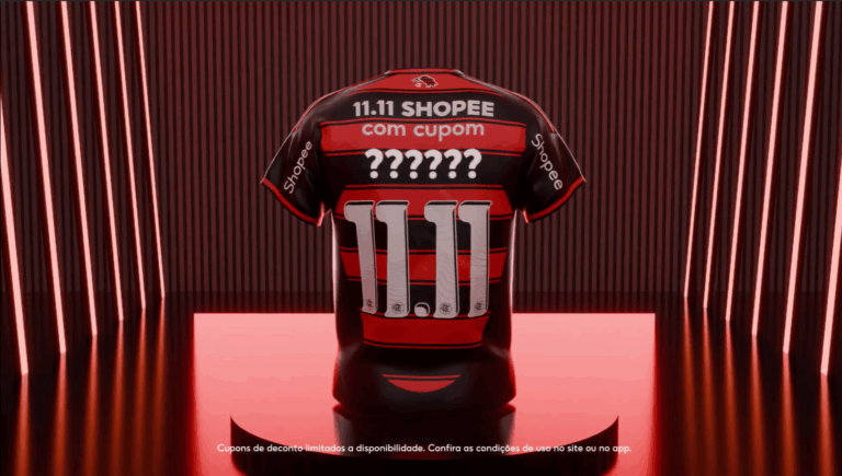 A Shopee promove mais uma ação especial com o time do Flamengo, que entrará em campo com códigos que valem cupons de desconto na plataforma.