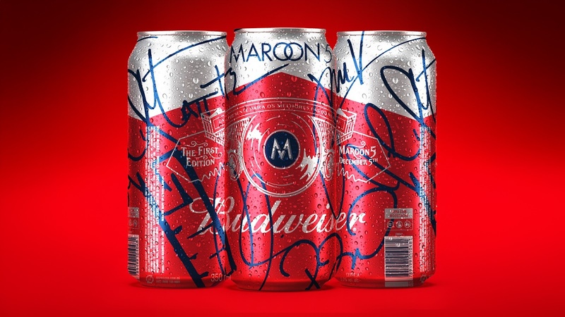 Para celebrar a Bud Live no Brasil, a Budweiser irá presentear os fãs com uma edição limitada de latas personalizadas inspiradas no Maroon 5.