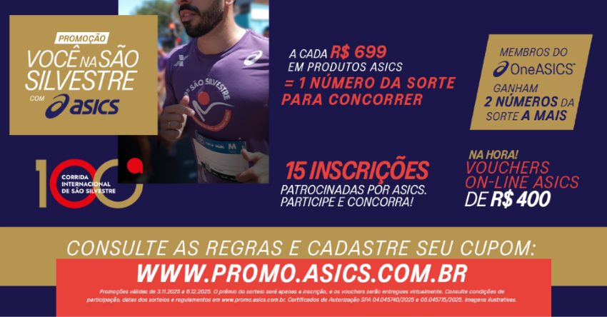 A ASICS lança promoção que vai premiar consumidores de todo o Brasil com experiências e recompensas exclusivas.