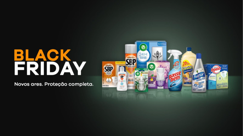 Nesta Black Friday 2025, Bom Ar, SBP, Repelex e marcas como Poliflor e Desta anunciam descontos de 30% a 50% em produtos selecionados.