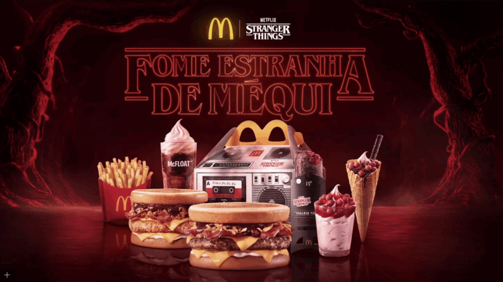 O McDonald's anuncia collab com Stranger Things, aclamada série da Netflix, para lançar uma linha especial de itens temáticos.