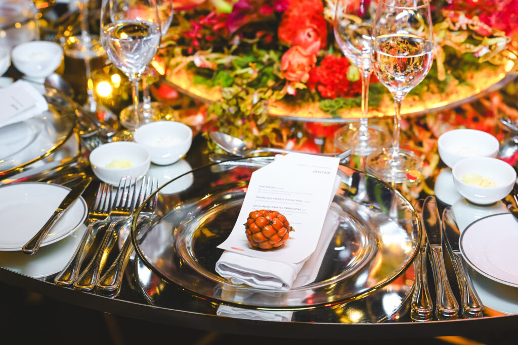 Mesa posta do Jantar Mastercard World Legend, no Palácio Tangará
