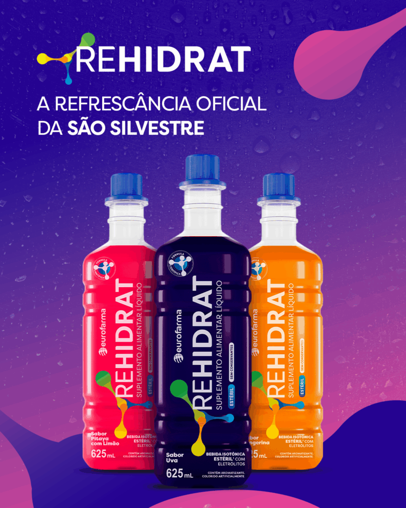Rehidrat estreia na Corrida de São Silvestre. Novo isotônico da Eurofarma terá ativações no percurso e na Expo para 55 mil atletas.