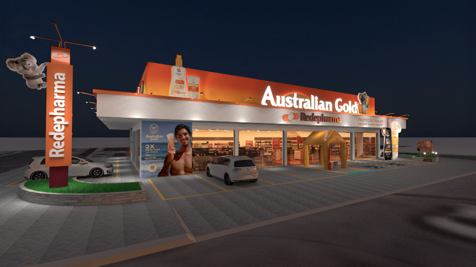 A Australian Gold decidiu transformar uma das lojas da Redepharma, localizada na Av. Mar Vermelho - 388-340, em uma “vitrine de experiência”.