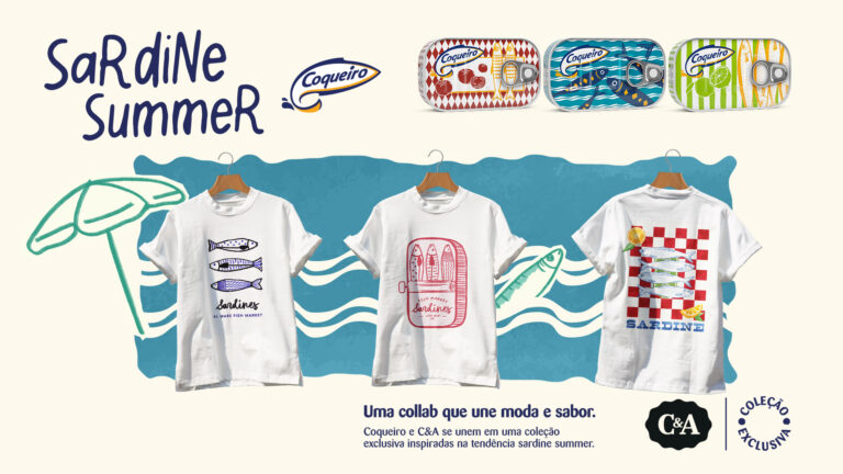 Coqueiro entra no universo da moda em collab com a C&A, transformando a sardinha em símbolo de verão, cultura e lifestyle.