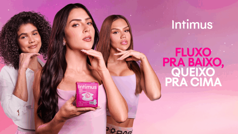 Intimus lança a campanha “Fluxo pra baixo, queixo pra cima”, com Jade Picon, VIVI e Melina Laura