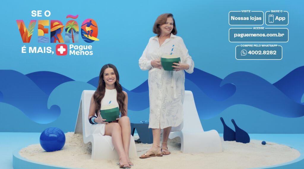 Pague Menos estreia campanha de verão com Juliette e Dona Fátima sob o conceito “Se o verão é mais, Pague Menos”