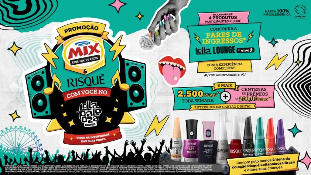 Risqué estreia no Lollapalooza Brasil 2026 com promoção que leva fãs ao Lolla Lounge, com prêmios em dinheiro e experiência premium.