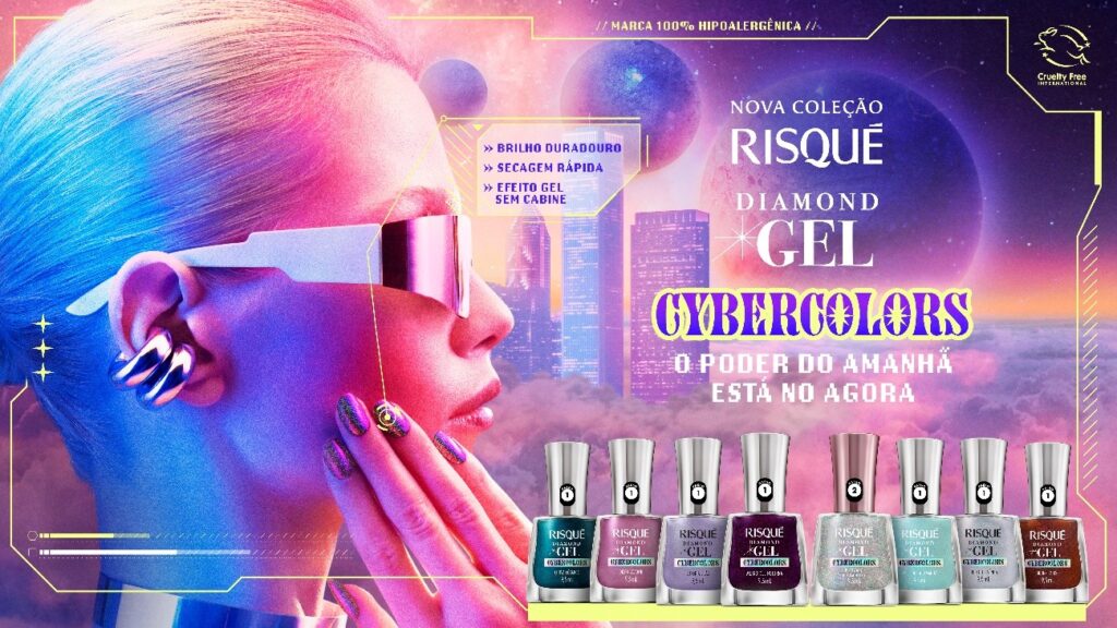 Coty expande portfólio de Risqué Diamond Gel com coleção retrofuturista e lança base primer fortalecedora