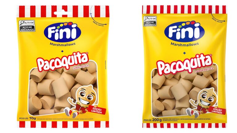 Fini e Paçoquita se unem em edição limitada de marshmallow inspirado nas festas juninas e no sabor clássico do amendoim.