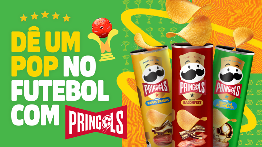 Pringles lança edição especial inspirada no futebol com sabores de Alemanha, Espanha e Brasil