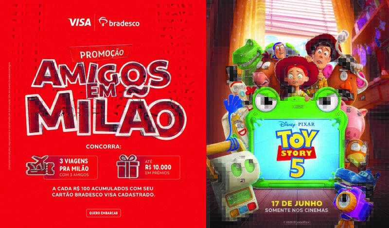 Bradesco e Visa lançam promoção que sorteia viagens para Milão inspiradas em TOY STORY 5