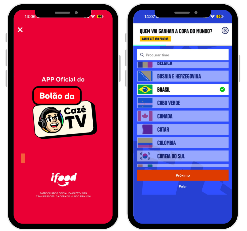 CazéTV e iFood criam bolão com R$ 3,5 milhões em premiação durante o Mundial