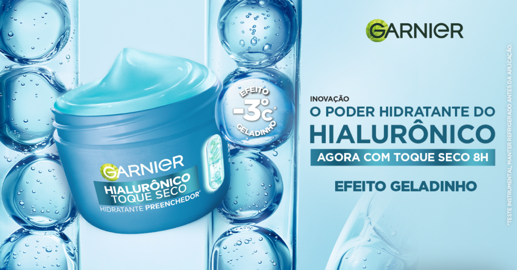Garnier apresenta o Hidratante Facial Toque Seco, agora com ácido hialurônico
