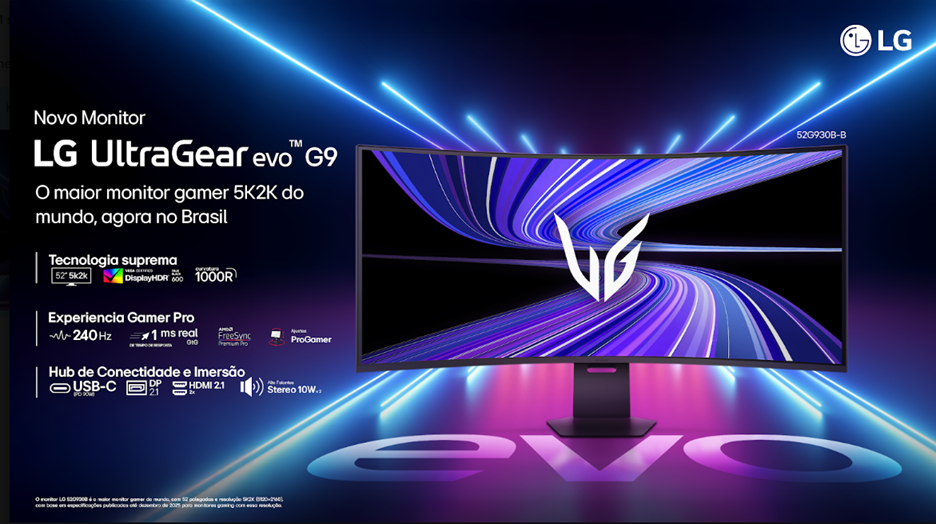 LG UltraGear evo 52G930B-B, maior monitor 5K2K do mundo, chega oficialmente ao Brasil