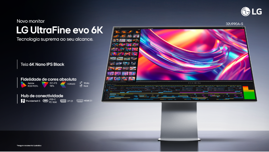 LG amplia portfólio premium no Brasil com o monitor 6K 32U990A-S voltado a profissionais