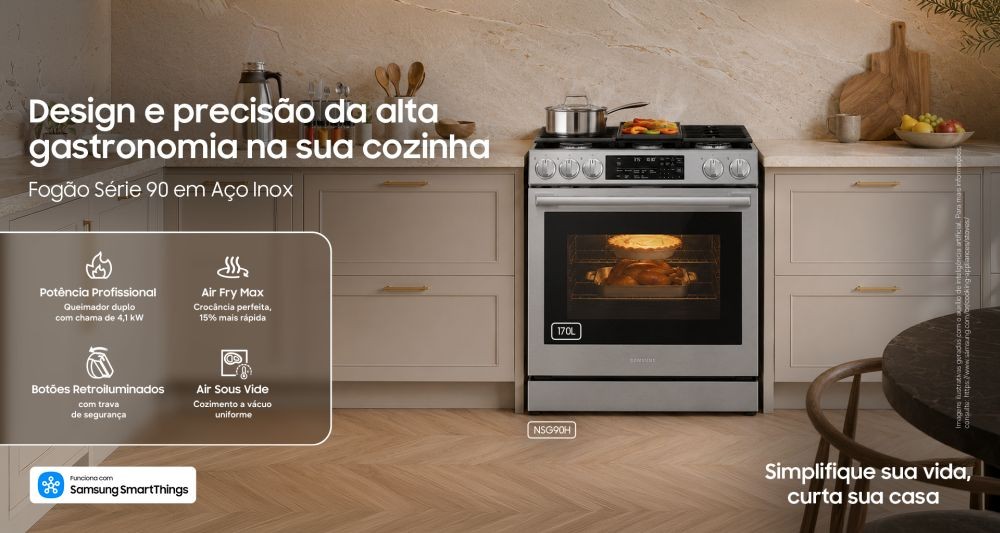 Samsung eleva experiência culinária com novos fogões de piso a gás Série 90 e Série 80
