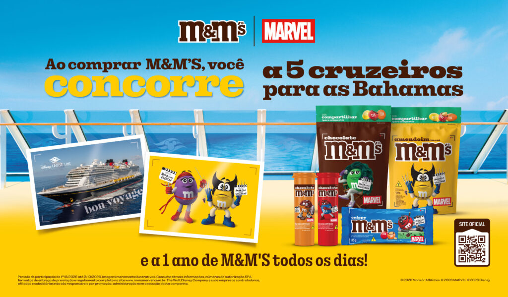 M&M'S lança promoção nacional com viagem para cruzeiro da Disney nas Bahamas e um ano de chocolates em prêmios diários