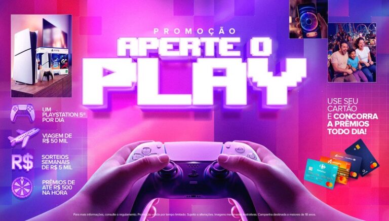 Banco Carrefour lança promoção 'Aperte o Play' com sorteio diário de PlayStation 5 e viagem de R$ 50 mil