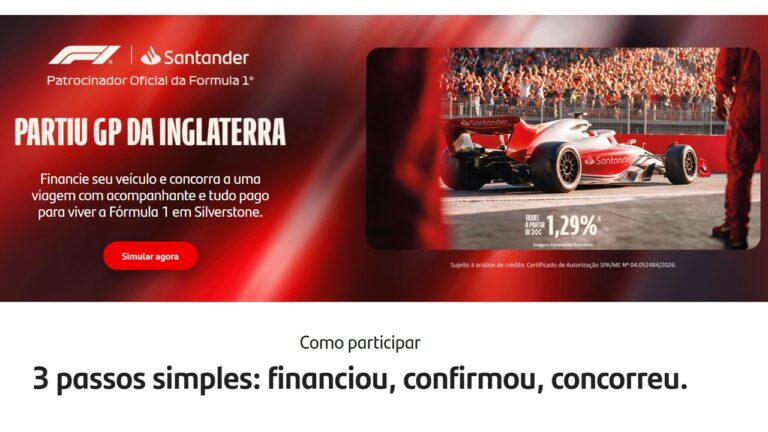 Santander levará cliente ao GP de Silverstone, na Inglaterra, em 2027