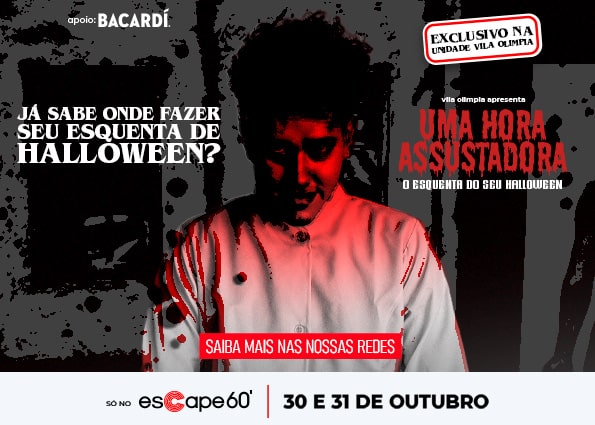Escape 60’ terá atores ao vivo e experiência de terror no Halloween