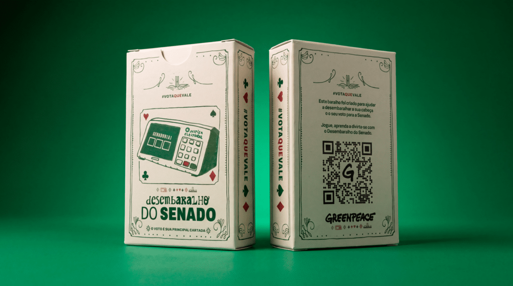 Greenpeace transforma baralho em campanha sobre voto para o Senado